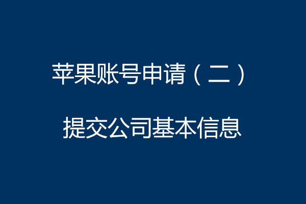 苹果账号申请（二）提交公司基本信息